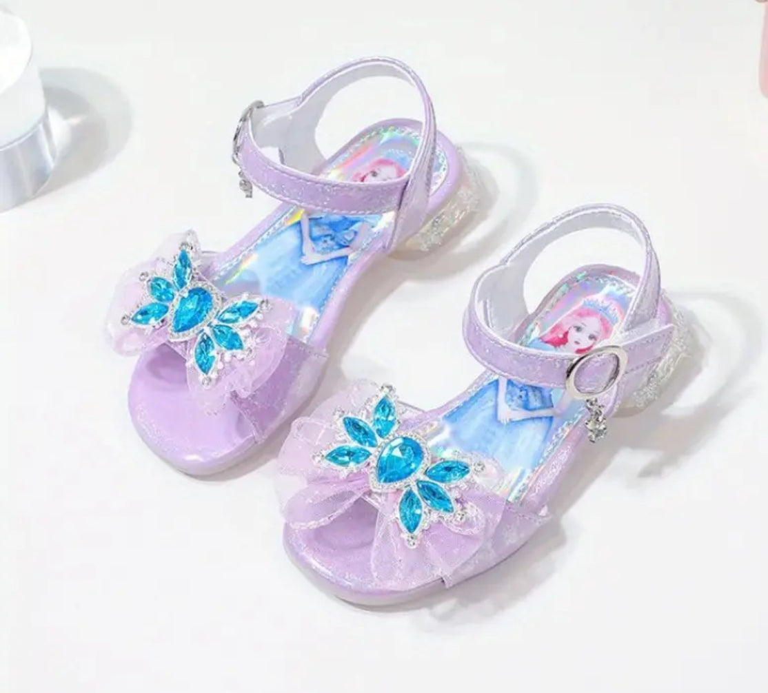 Low, Shiny Bowknot Open Toe Sandals For Girls 🌸