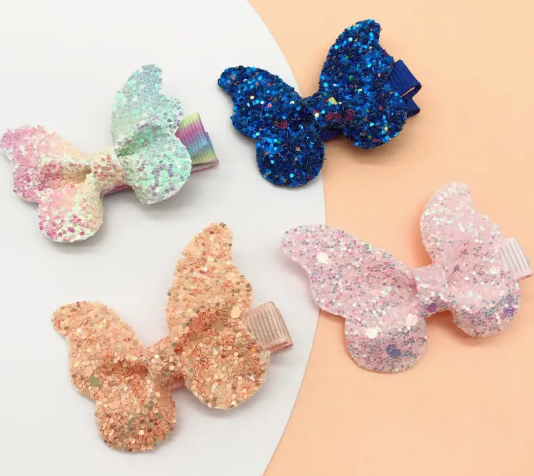 Glitter Bow, Side Clips Hair Accessories