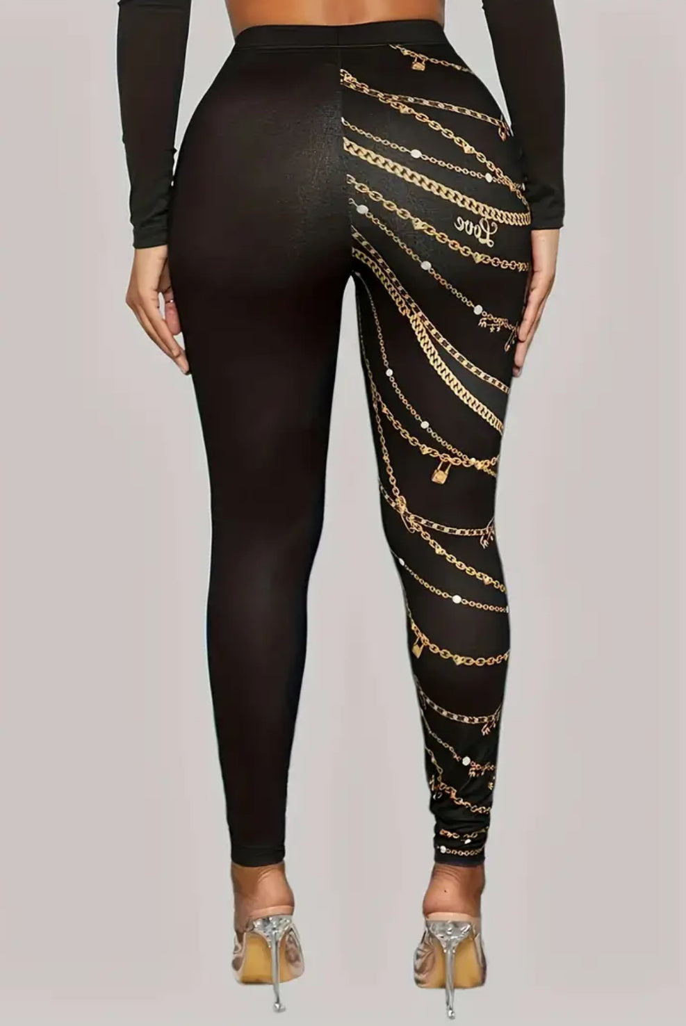 ‘Chains & Gold’ High-Waist Stretchy Leggings | Women’s  S-2XL