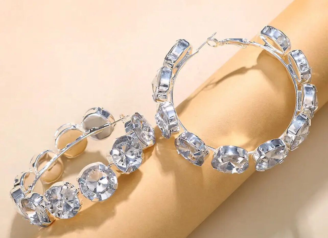 Big Rhinestone Hoop Earrings