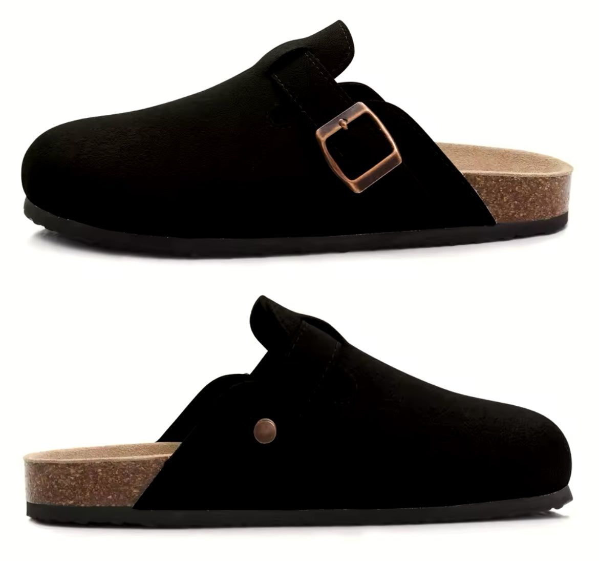 Men’s Cork Leather Mules, Comfort Shoes With Arch Support Indoor- Outdoor