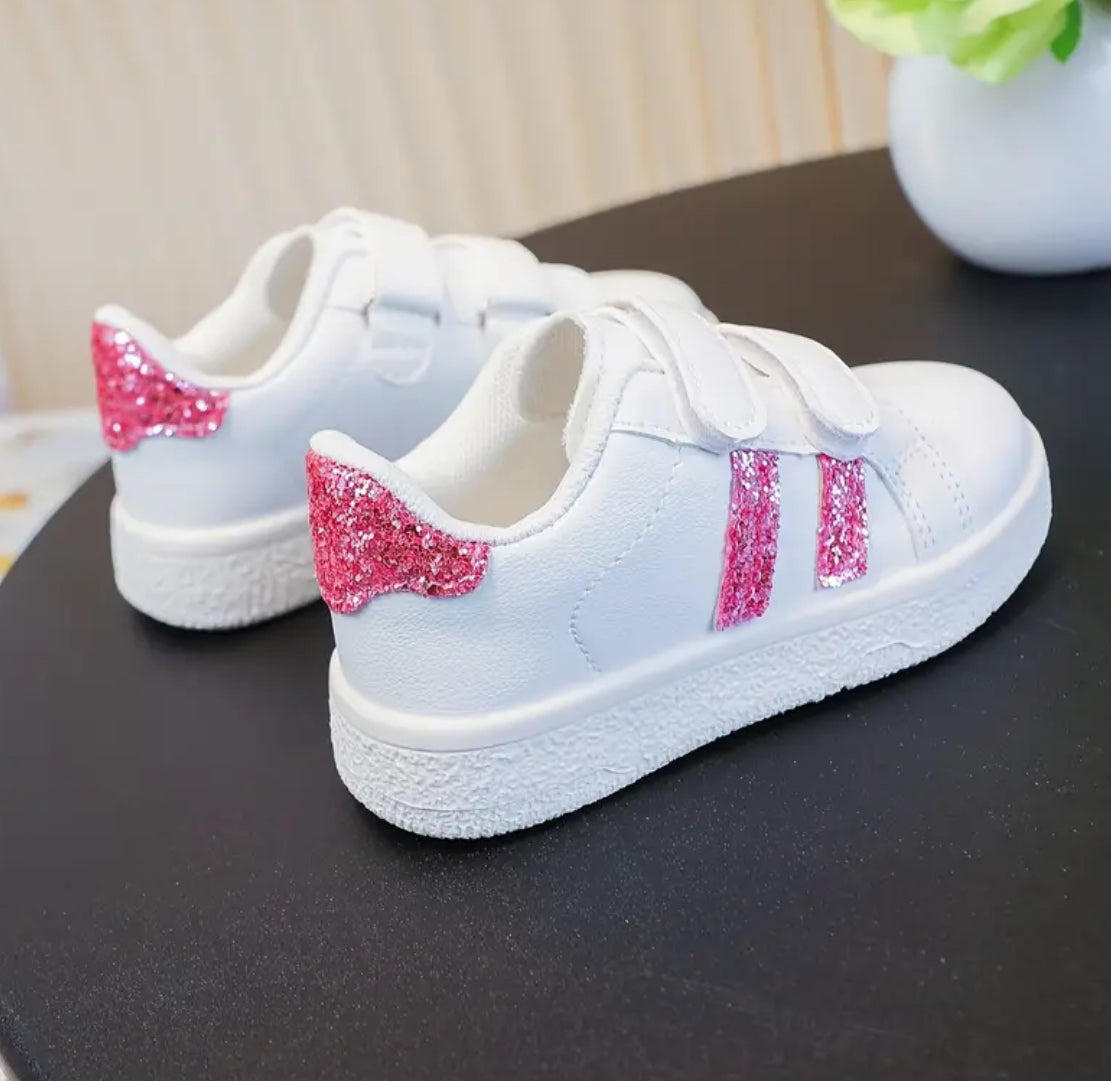 ‘GLITTER GIRLS’ Sneakers White Grip - Closure Low-Top Stylish 