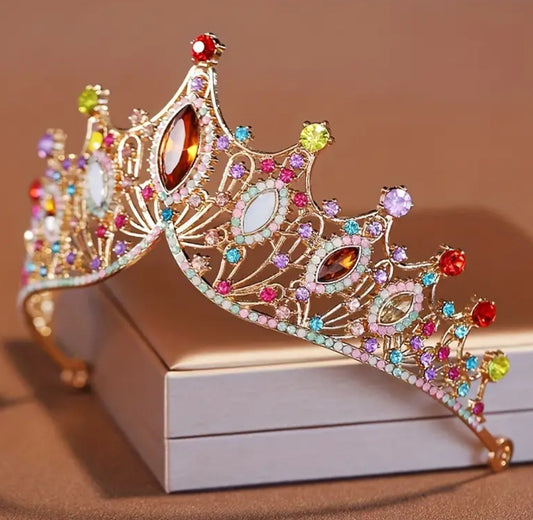 “Rainbow Crystals” Jewelry Bridal Crown, Birthday Party