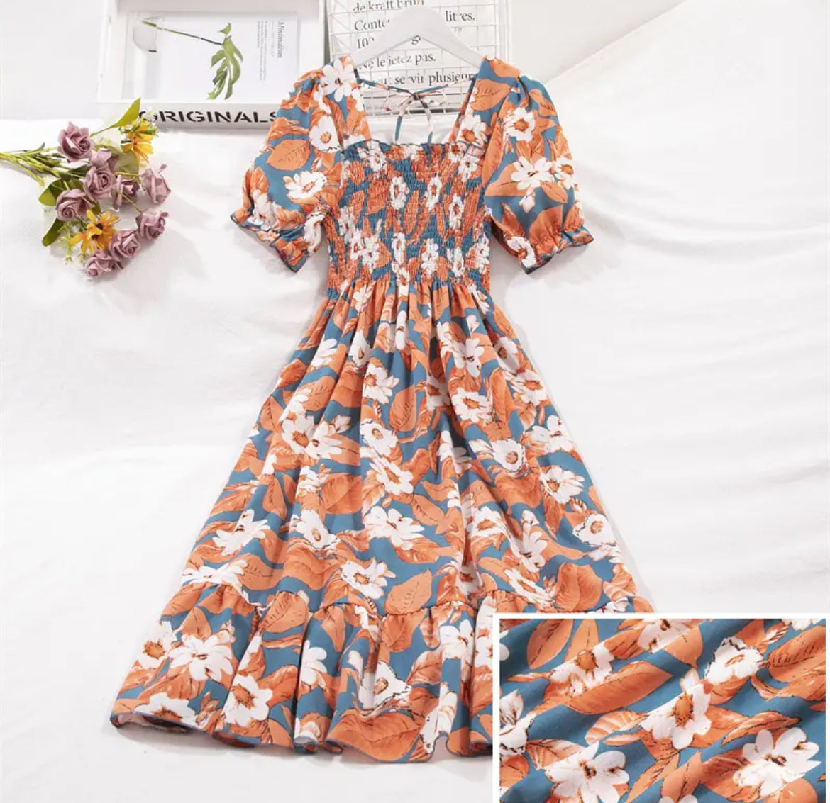 Gardenia’s, Short Sleeve Chiffon Dresses, Pleated Waistband