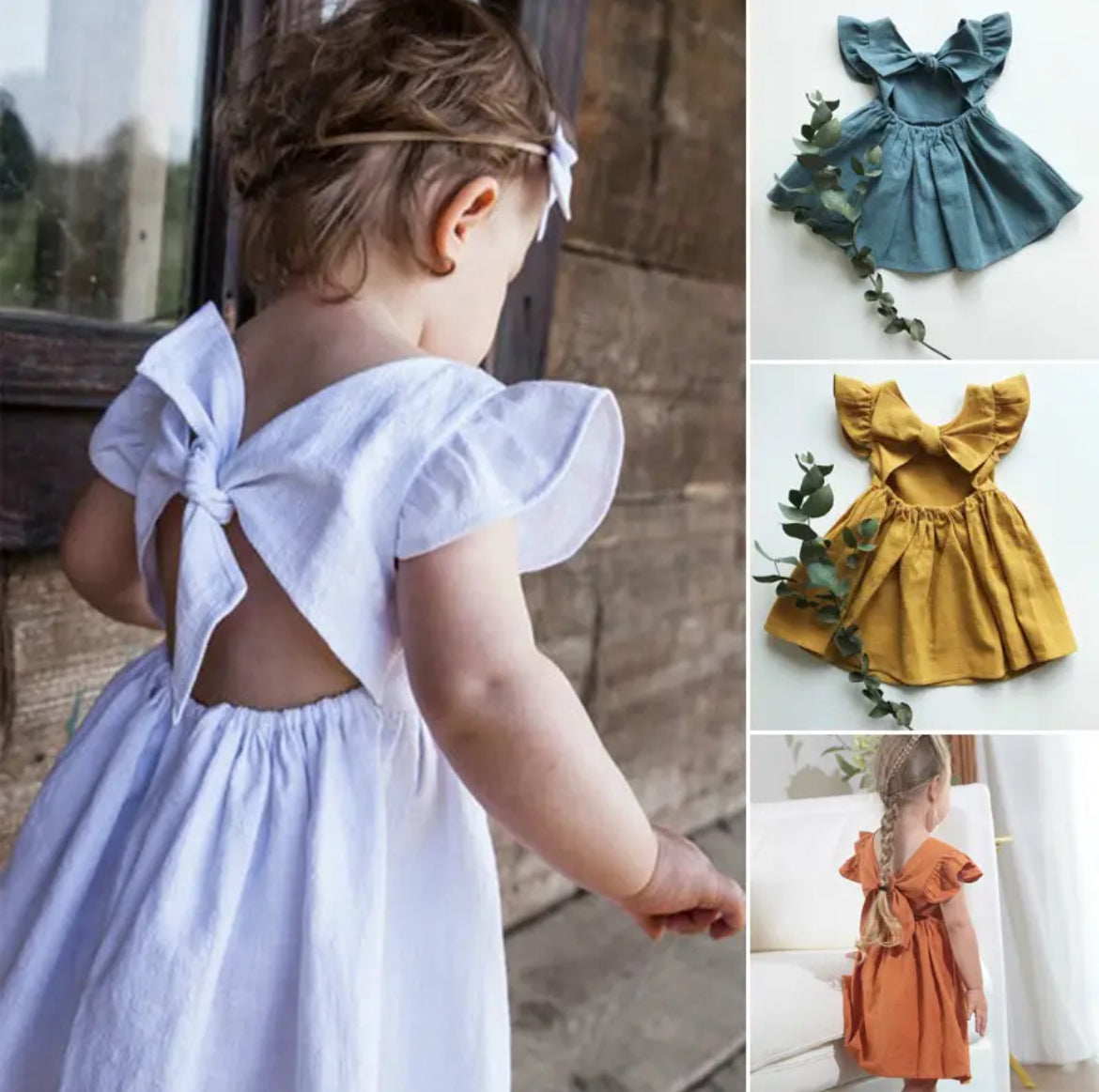 Vestido para niñas Essentials de “Kids Tales”, volantes en las mangas