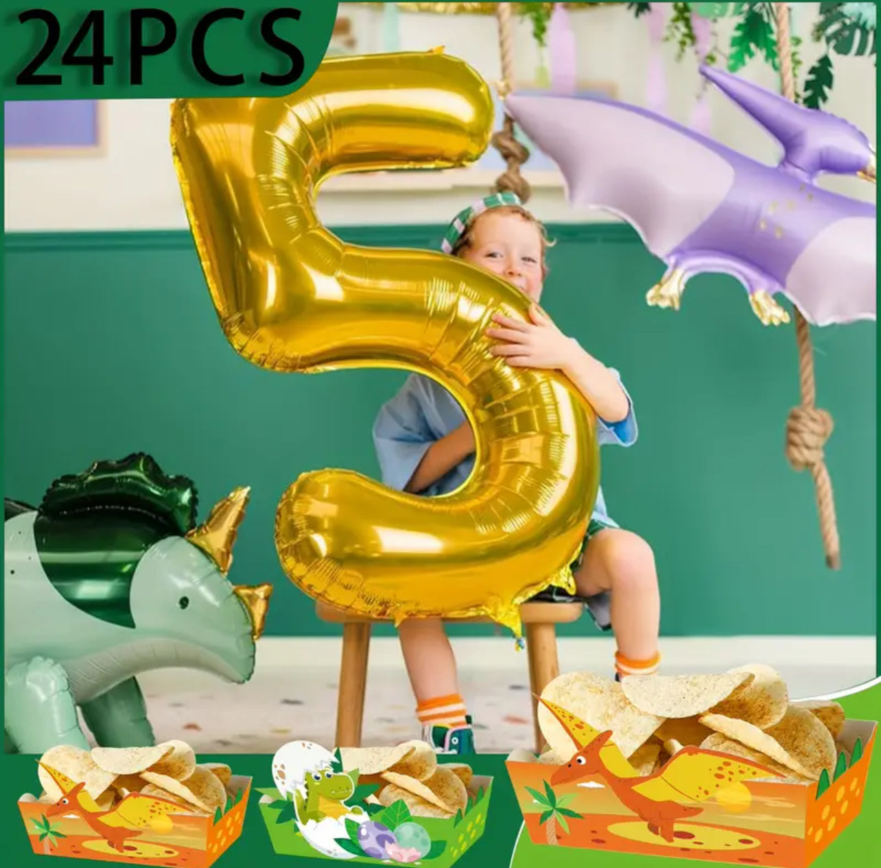 24pcs, Dinosaur Party Snack Trays