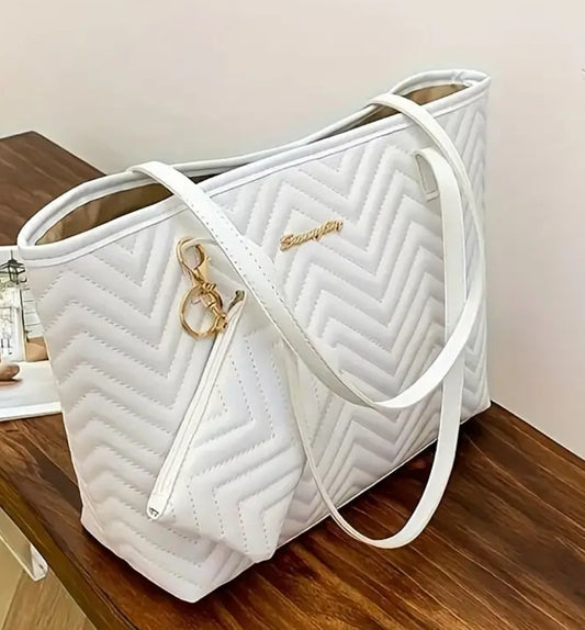 Bolso de mano elegante “Lux”, bolso de hombro de piel sintética de gran capacidad con diseño en relieve