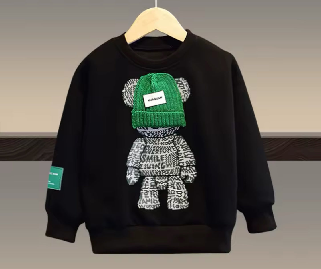 Kid’s Embroidery Bear Pullover Sweatshirts and Sweatpants 🧸