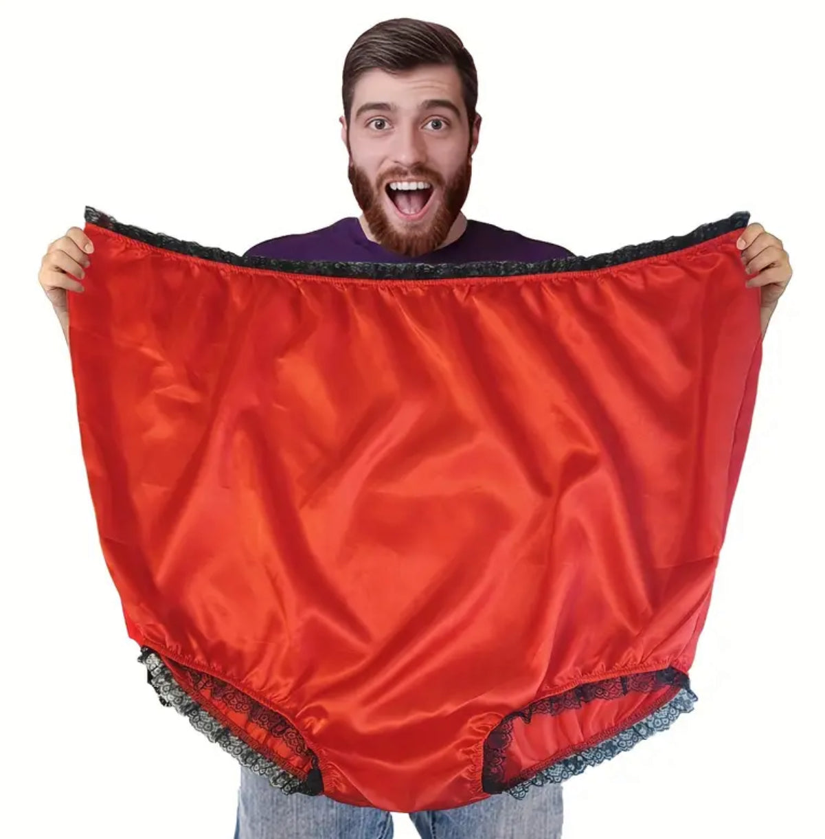 Giant Granny Panties Gag Gift - 1Pc Humorous Oversized Polyester Underwear with Stretchy Waistband and Lace Trim for Pranks & Parties