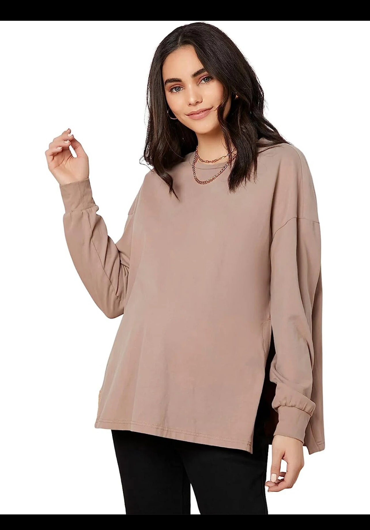 Women's Maternity T-Shirt Long Sleeve Split Side Pregnancy Tee Tops maternity shirts  workout tops  for wor