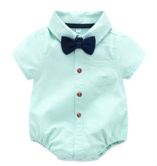 Baby ‘Mint Bowtie Bodysuit’ Comfy Short Sleeve Onesie