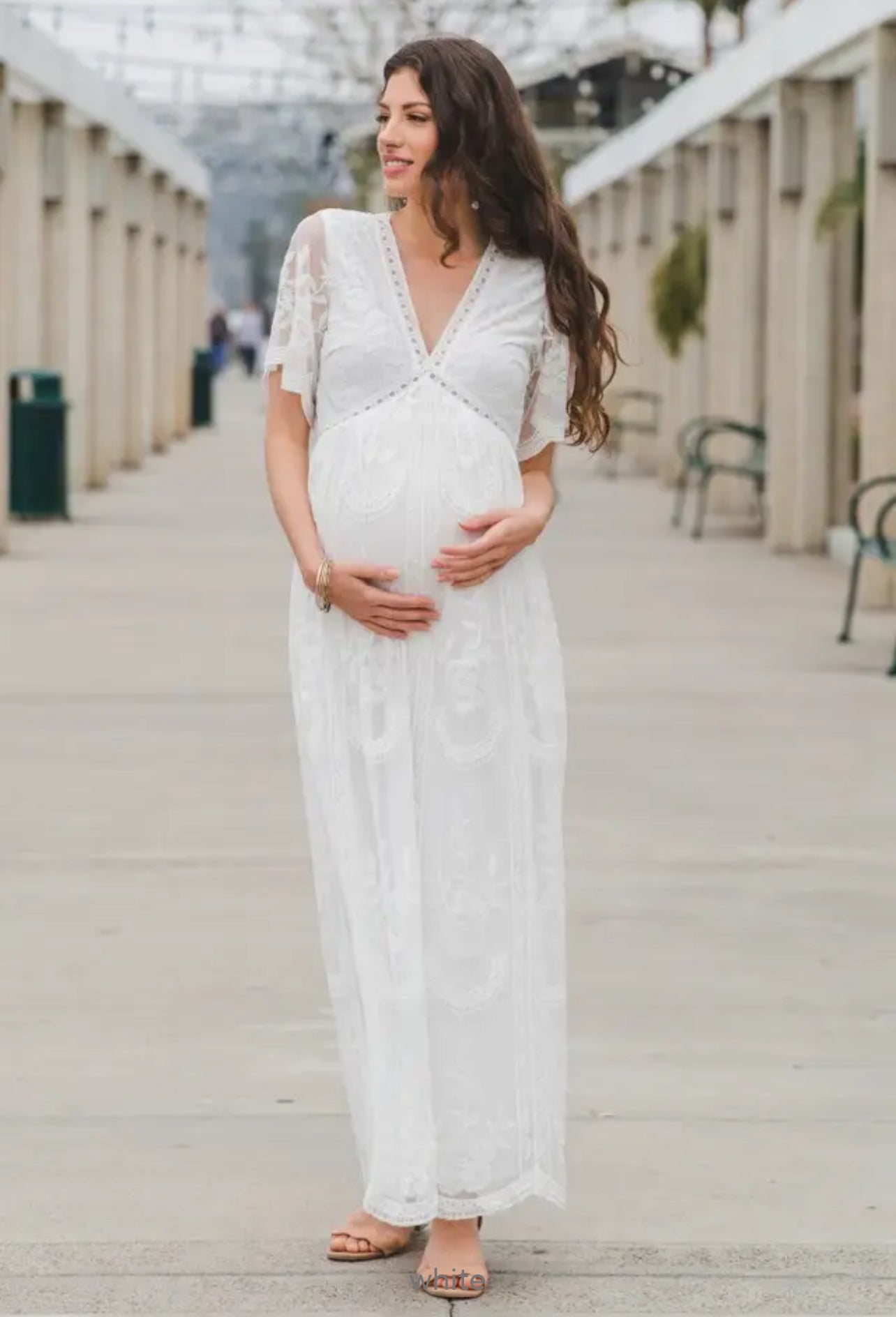 Vestido de encaje de maternidad de verano