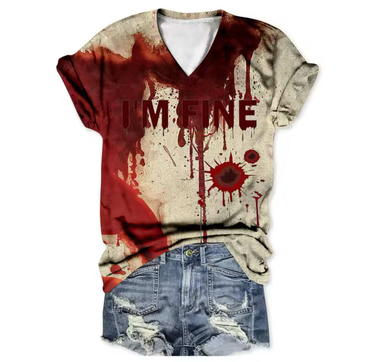 Women's I'm Fine Bloody T Shirt Shirt, Casual Style