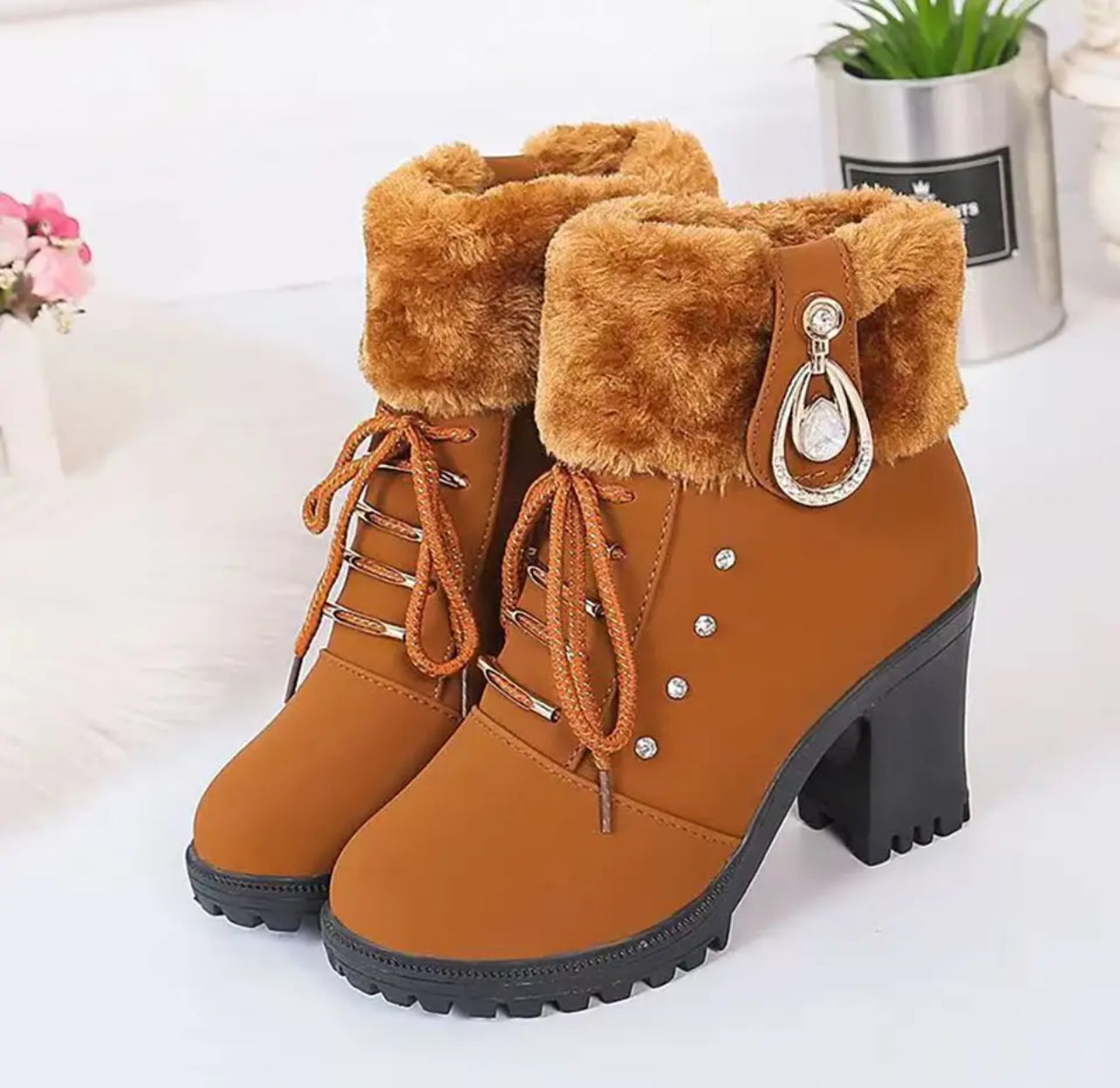 Faux Fur Winter, Martin Ankle Boots