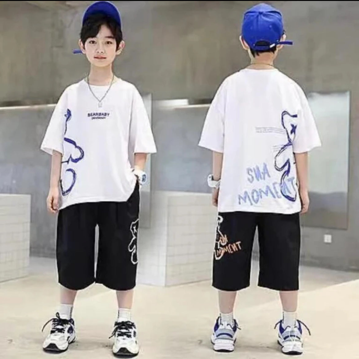 “ Modish Bear” T-shirt and Shorts, 2 Pc, Tracksuits