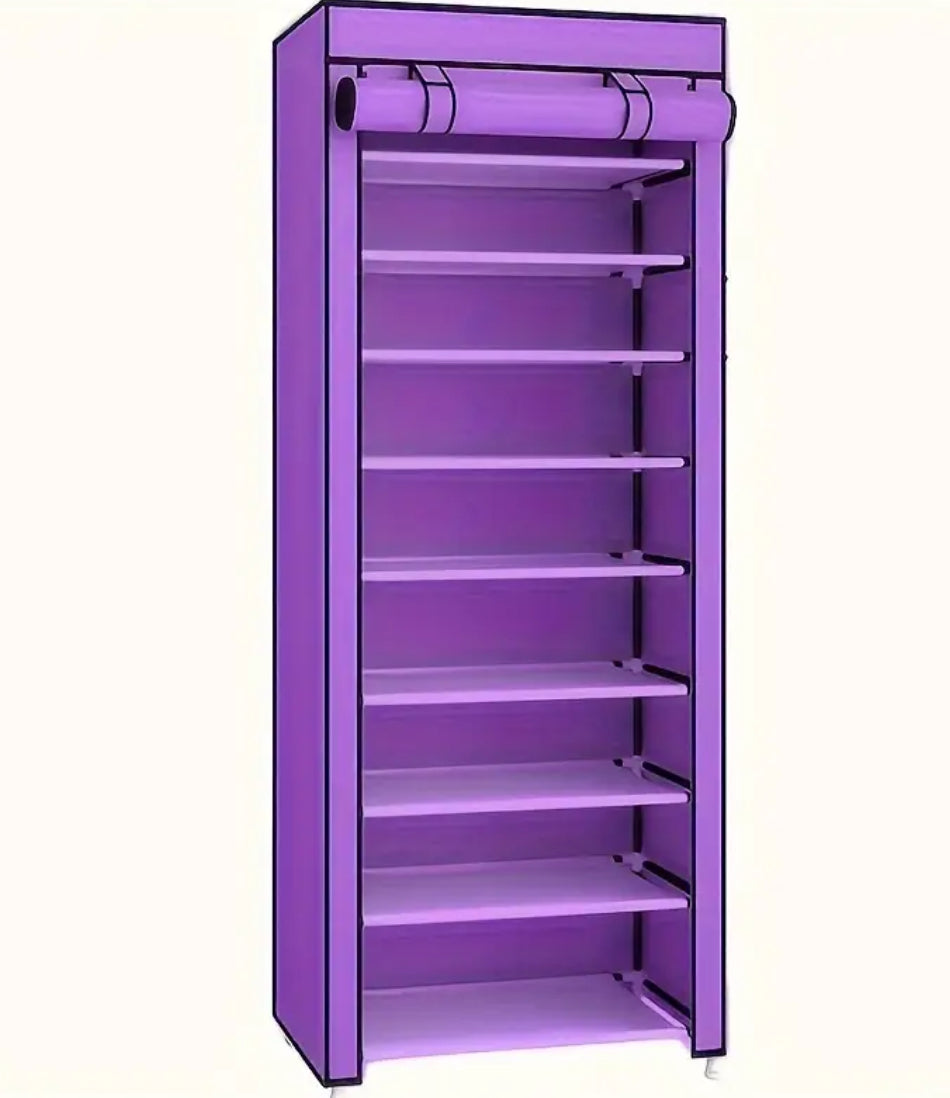 1pc 10 Layer Shoe Cabinet with Dust Cover, Space Saving + Large Capacity