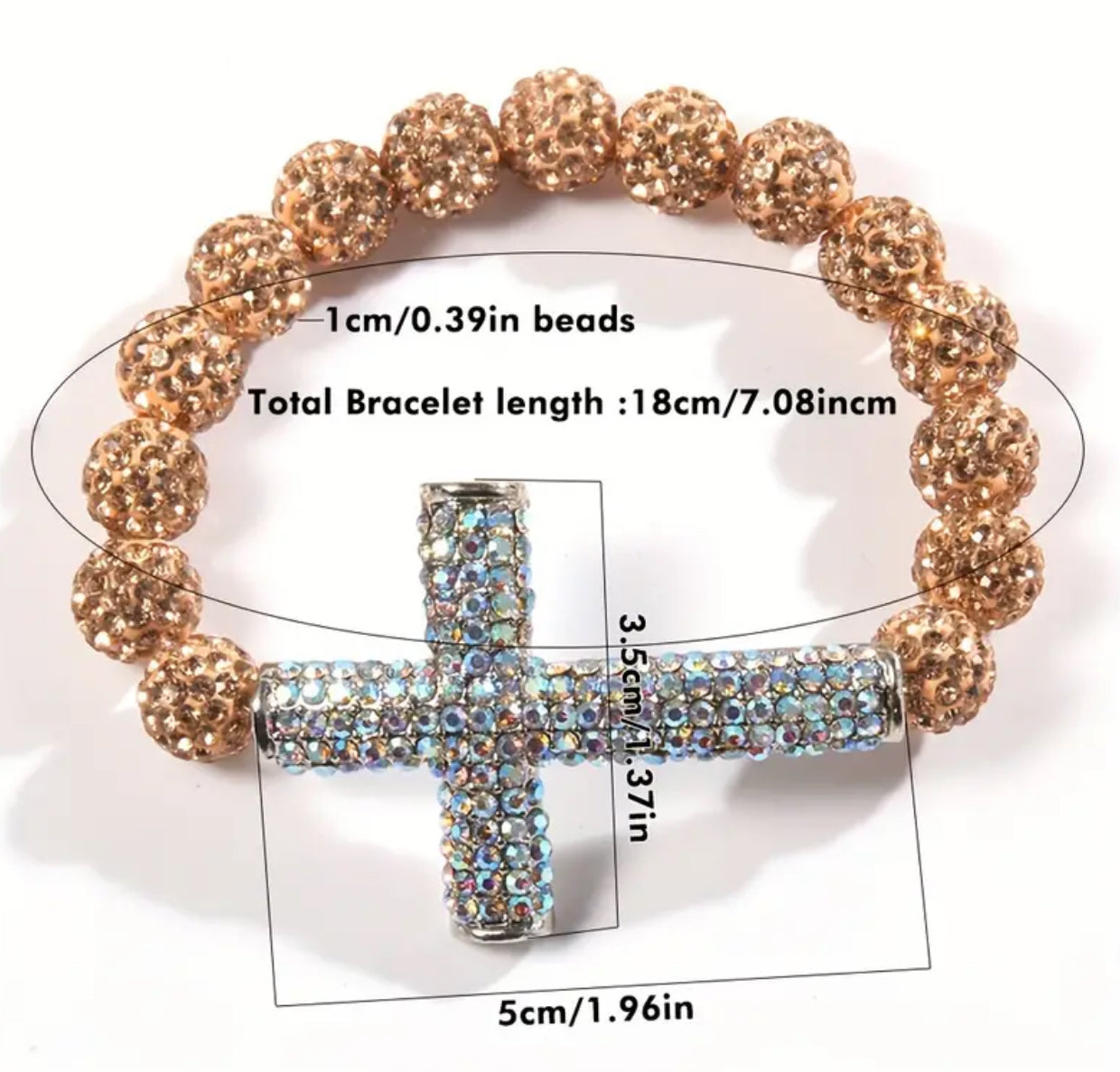 Bling Rhinestones Cross Decor Bracelet