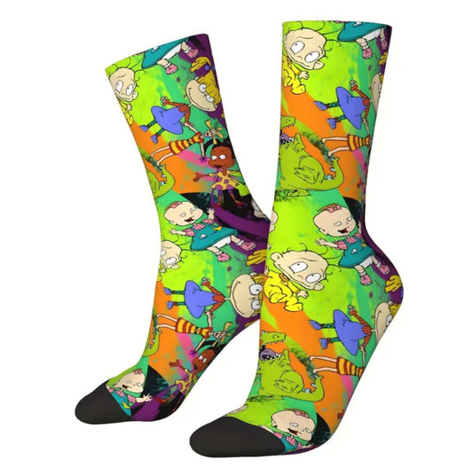 “Rugrats Crew Socks”- Breathable Polyester Blend, Elastic Comfort Fit