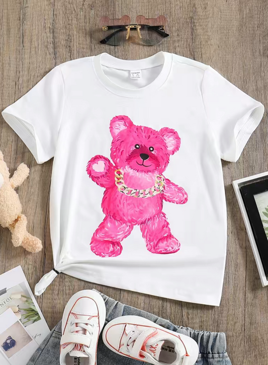 Camiseta informal de oso de moda para mujeres y adolescentes