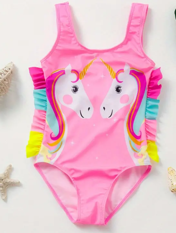 Rainbow Ruffles & Unicorn Swimsuit