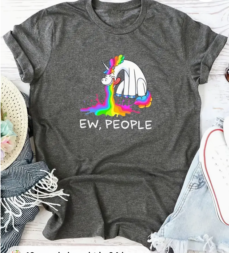 “ Ew, People” Unicorn Graphic T-Shirt
