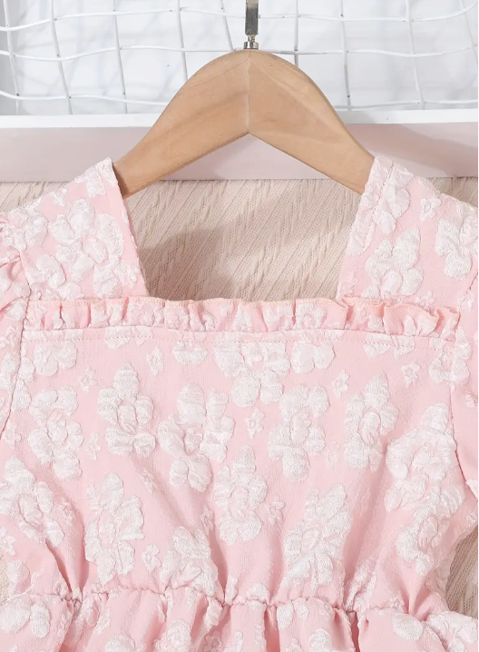 Fustan Jacquard Baby Powder Pink Dress