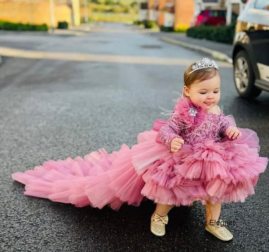 Vestido glamoroso de nubes y tul suave y cómodo para la piel del bebé “Little Queen” 👑