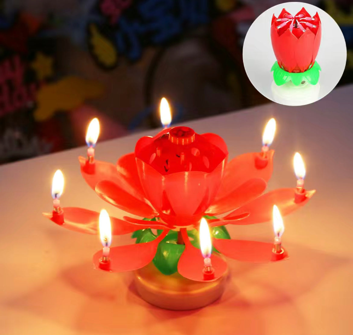 Flowering Birthday Singing Lotus Candle