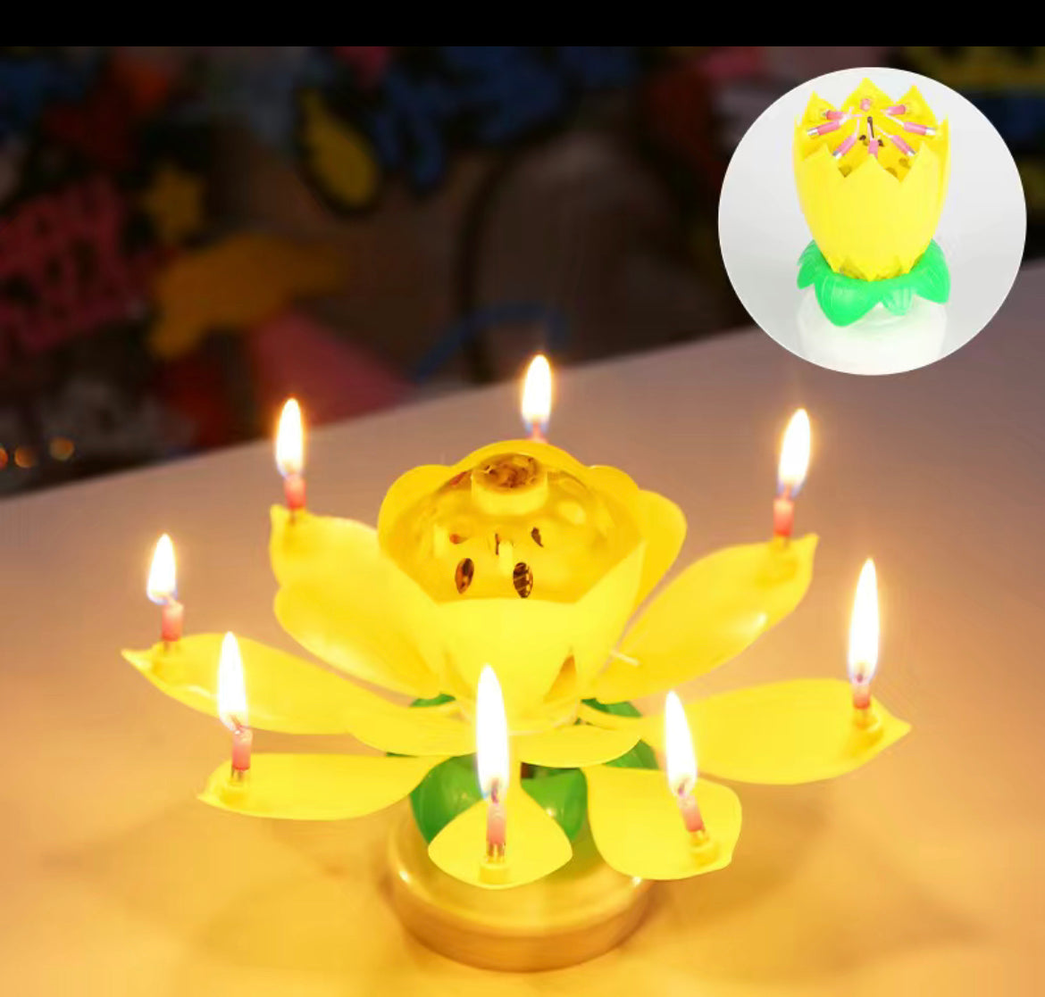 Flowering Birthday Singing Lotus Candle