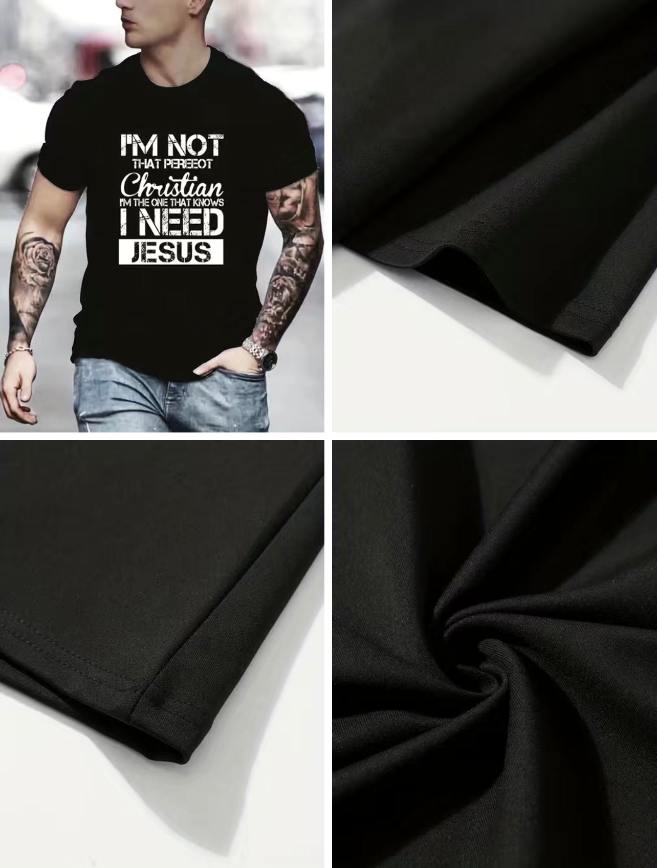 ‘’I’m not Perfect, I need Jesus” Casual tee-shirt