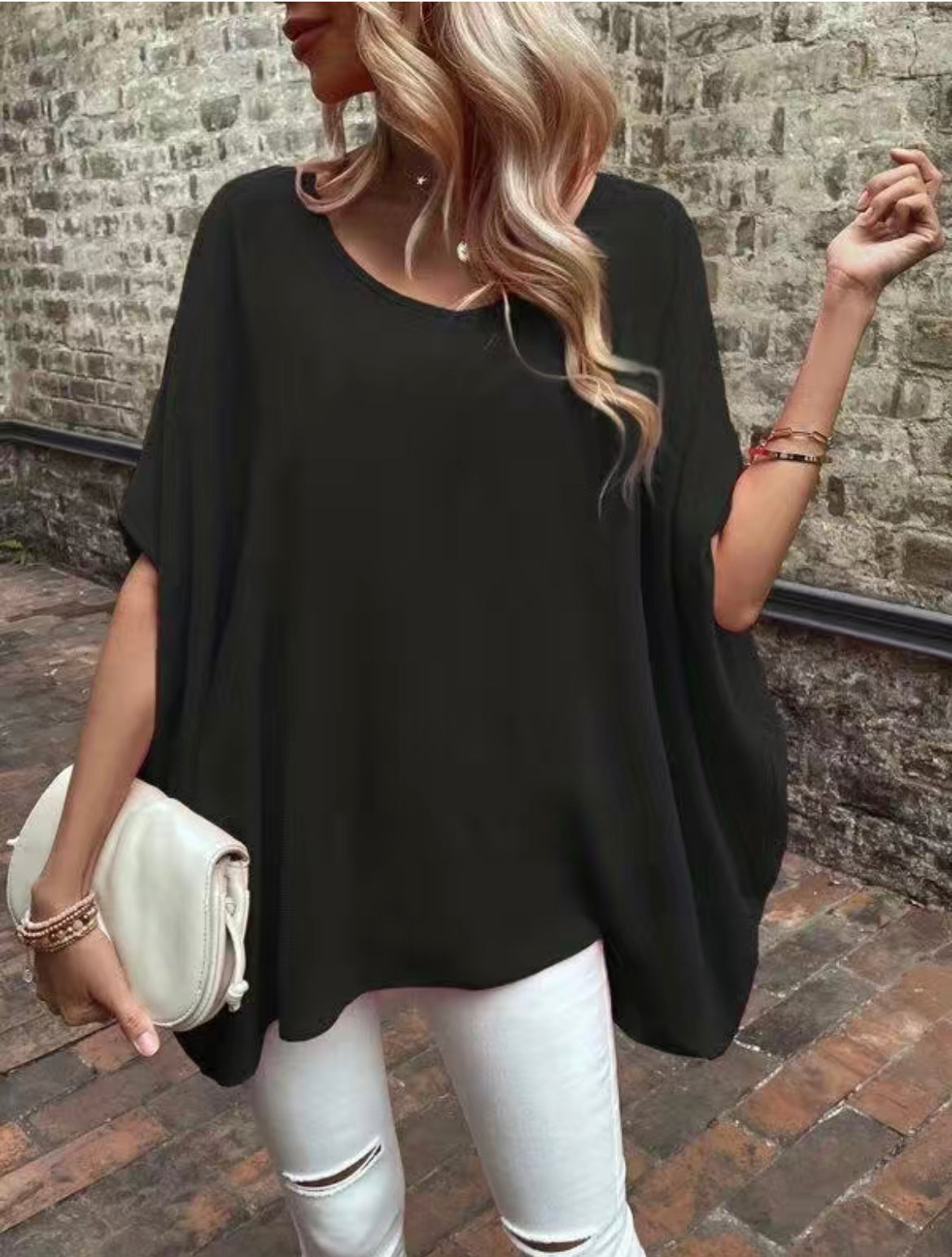 Solid Asymmetrical Short Sleeve Crew Neck Versatile Blouse