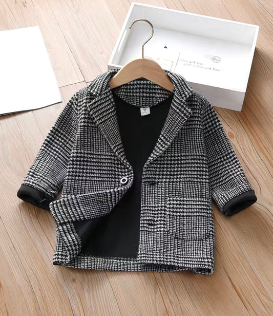 Modern Plaid Fleece Jacket for, Gender Neutral, Youth